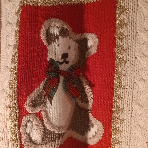 Casual Corner Limited Edition Cream and Red Crew Neck Sweater Hand Knitted Small - Picture 4 of 11